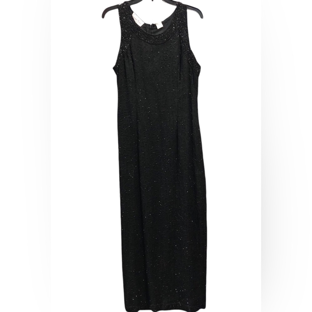 Laurence Kazar New York Vintage Maxi Little Black Dress SZ L. Pit 2 Pit 18 56” L